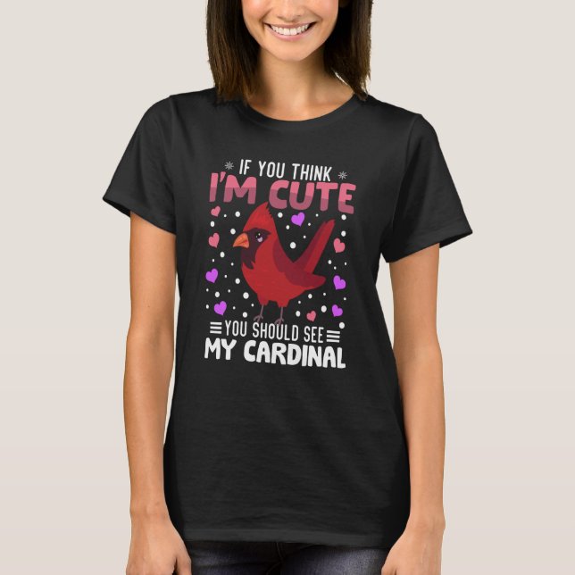 Camiseta Cardinal Heart Valentine's Day Animal For Womens K (Frente)