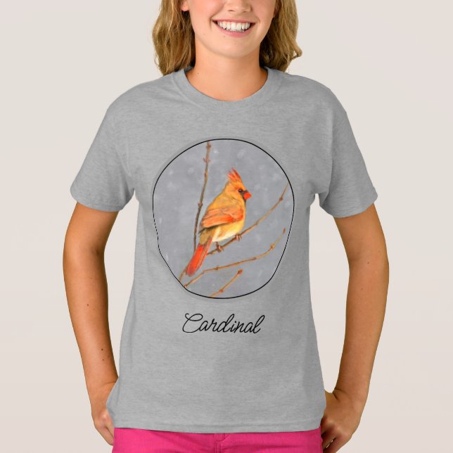 Camiseta Cardinal on Branch Painting - Original Bird Art T- (Frente)