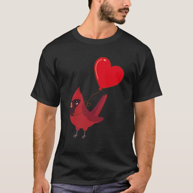 Camiseta Cardinal With Heart Balloon Valentines Day Love Bo (Frente)