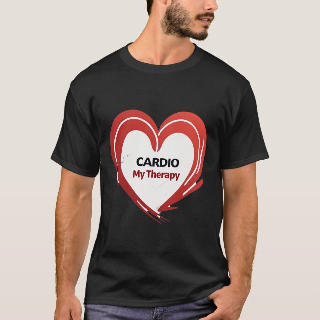 Camiseta Cardio My Therapy | Bold Red Heart Fitness (Frente)