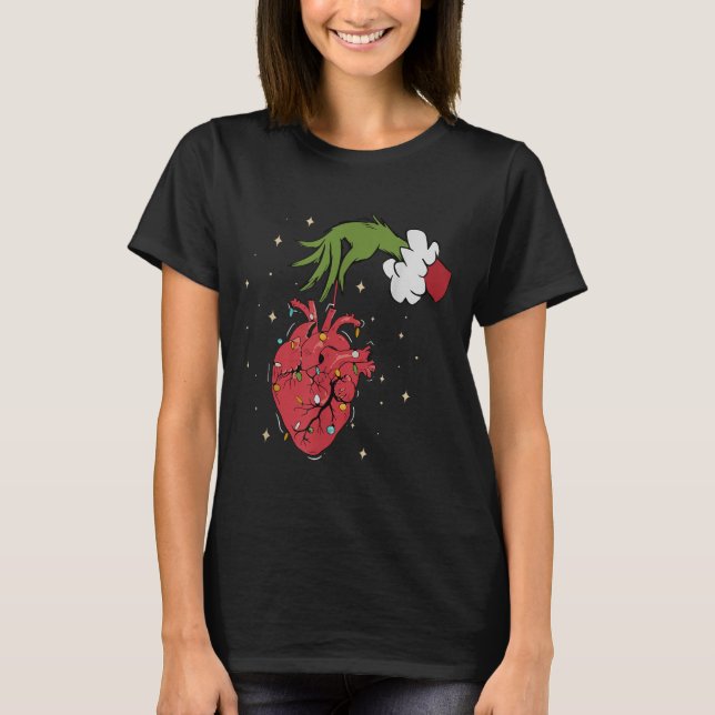Camiseta Cardiologia Anatomia Ouvir enfermeira de Natal Xma (Frente)