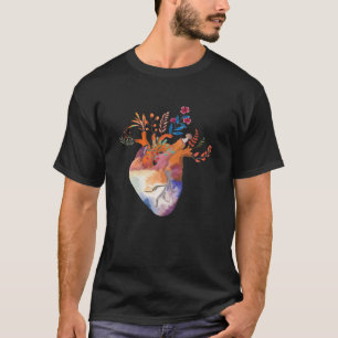 Camiseta Cardiologia do Coração Floral Anatômico Cardiologi