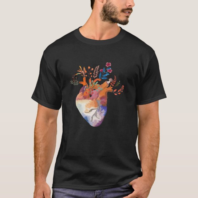 Camiseta Cardiologia do Coração Floral Anatômico Cardiologi (Frente)