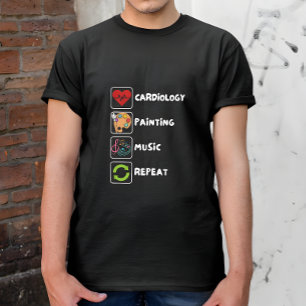 Camiseta Cardiologia, Pintura, Música, Repetição do pintor