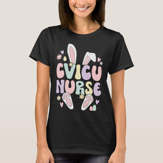 Camiseta Cardiovascular Intensive Care Unit Nurse Easter Bu (Frente)
