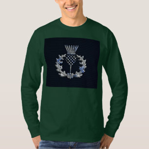 Camiseta Cardo do Scottish da prata do impressão da fibra
