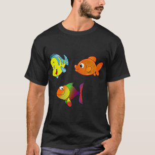 Camiseta Cardume colorido e engraçado de peixes