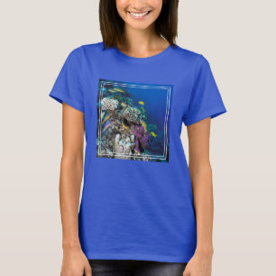 Camiseta Cardumes de Salmonete em torno de pequeno coral