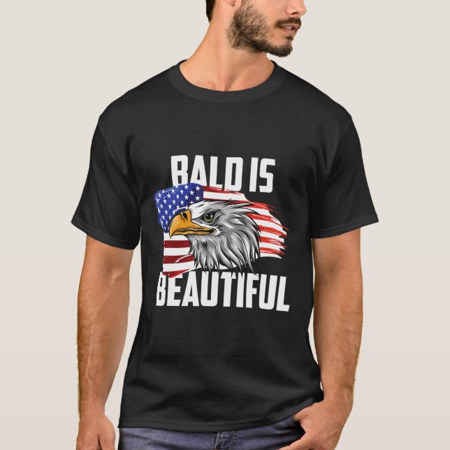 Camiseta Careca É Bela Águia de 4 de Julho Patriótica Améri (Frente)
