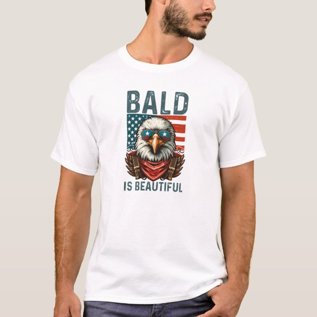 Camiseta careca é lindo 4 de julho de águia careca (Frente)