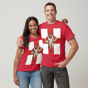 Camiseta Carga Irresistível Cartoon Rugby Poderoso Ataque