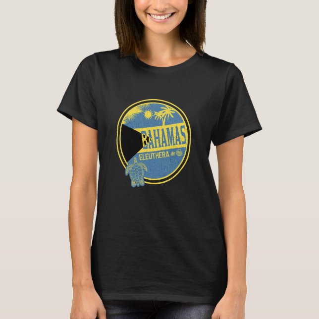 Camiseta Caribbean Bahamas Eleuthera Vintage Vacation Tropi (Frente)