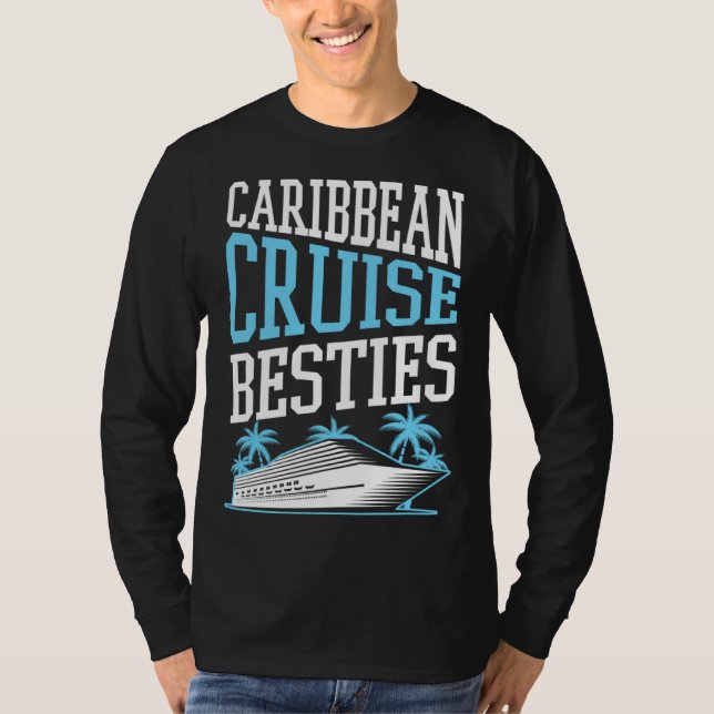 Camiseta Caribbean Cruise Besties Matching Cruise Ship Vaca (Frente)