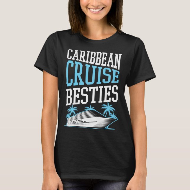 Camiseta Caribbean Cruise Besties Matching Cruise Ship Vaca (Frente)