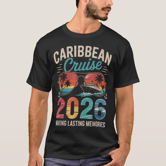 Camiseta Caribe Cruise 2026 Filiação de Viagem de Férias (Frente)