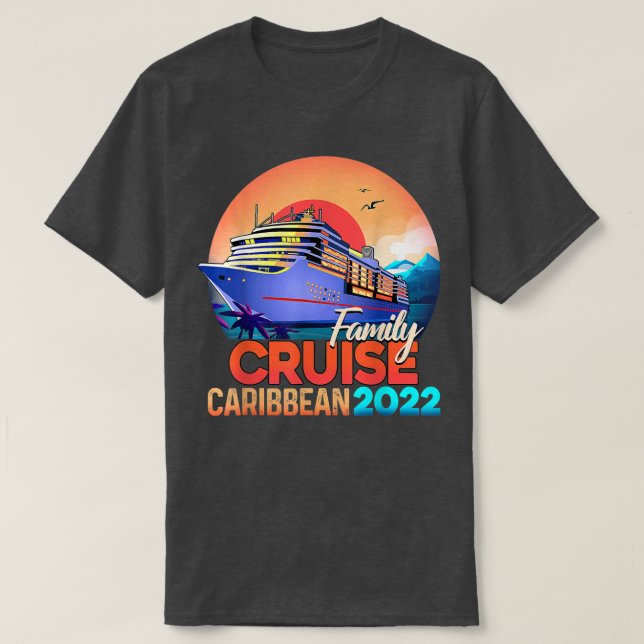 Camiseta Caribe de Cruzeiro Familiar 2022 Homens Mulheres M (Frente do Design)