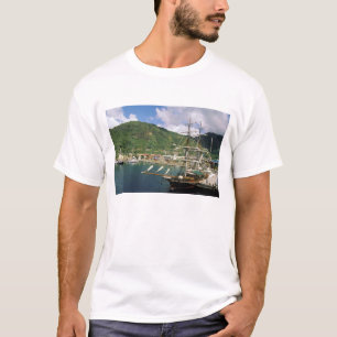 Camiseta Caribenho, St. Lucia, Soufriere. Barcos em