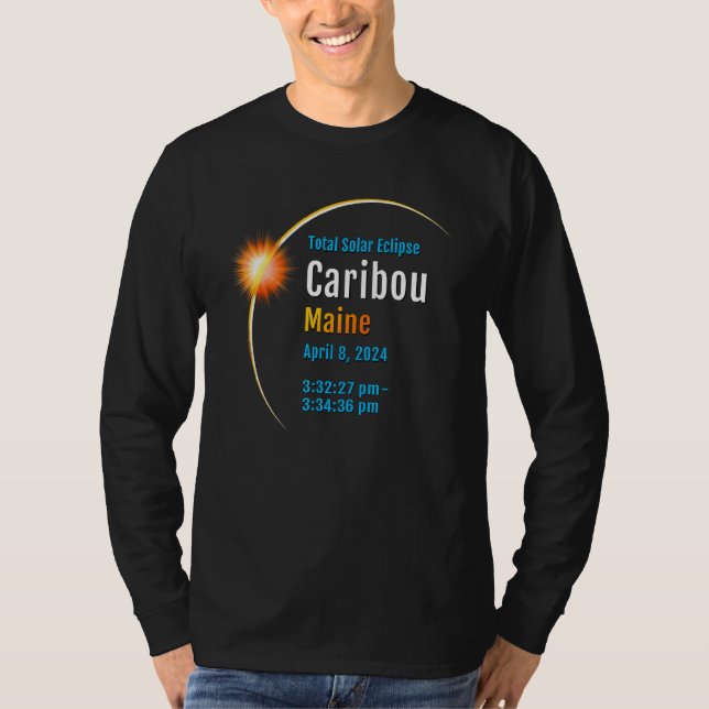 Camiseta Caribou Maine ME Total Solar Eclipse 2024  1  (Frente)