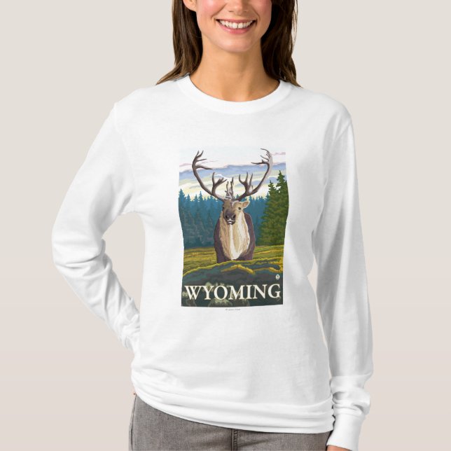 Camiseta Caribu no selvagem - Wyoming (Frente)