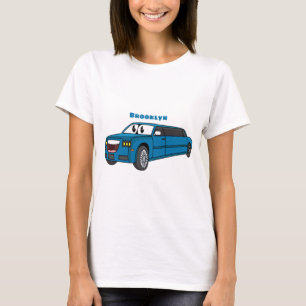 Camiseta Caricatura azul-limusine e feliz