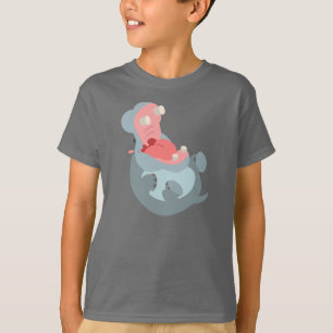 Camiseta Caricatura Bela Rindo Hippo Crianças Camisa-T