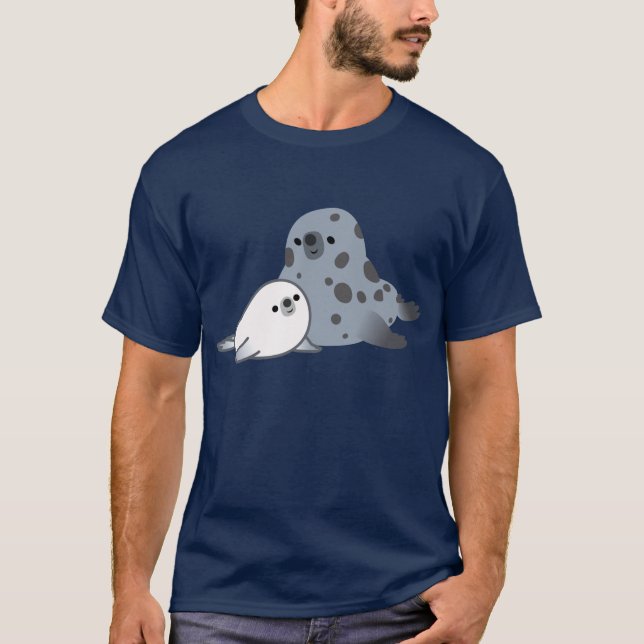 Camiseta Caricatura Bela Selo-Mãe E Camiseta-Pup (Frente)