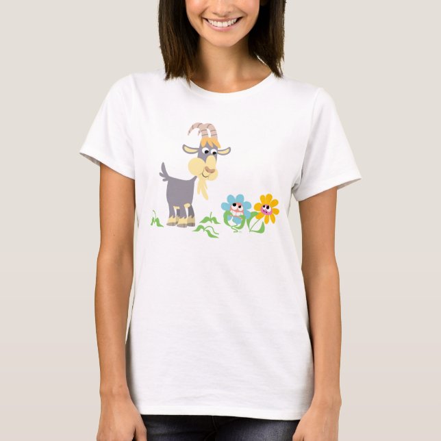 Camiseta Caricatura Bestial e Flores Camiseta-T (Frente)