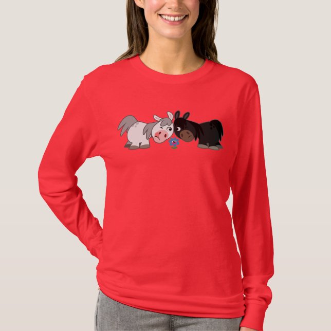Camiseta Caricatura Bonita Ponies Standoff Mulheres Camiset (Frente)