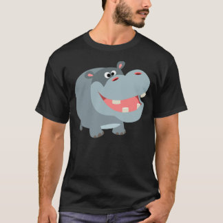 Camiseta Caricatura Bonita Sorrindo Hippo T-Shirt