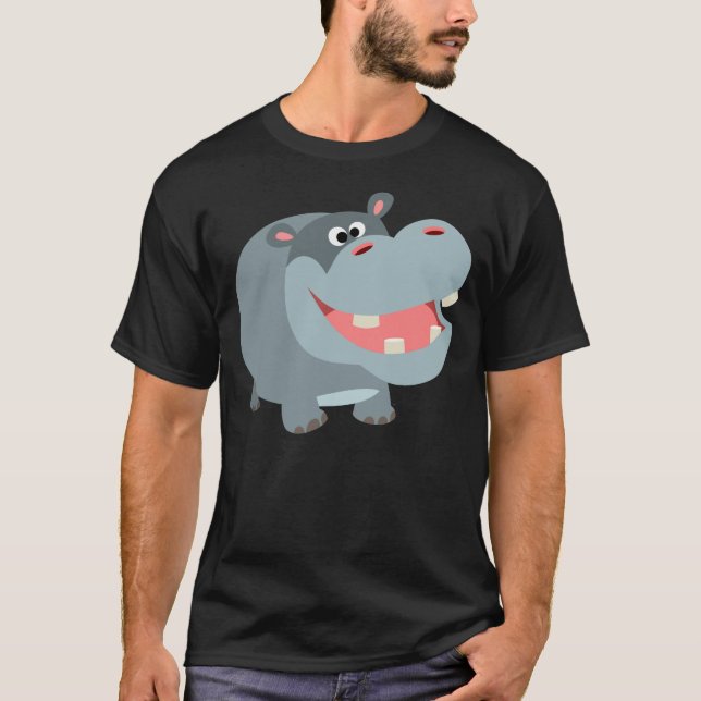 Camiseta Caricatura Bonita Sorrindo Hippo T-Shirt (Frente)