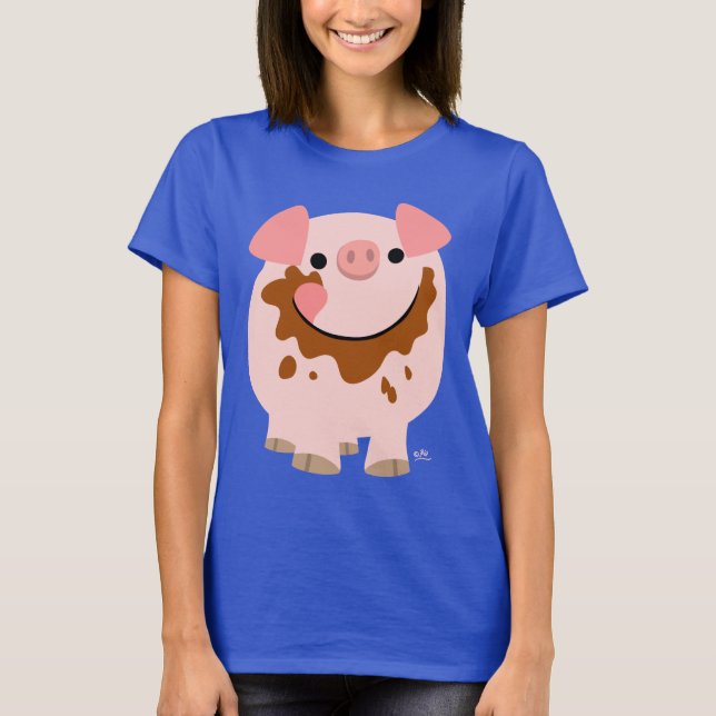 Camiseta Caricatura De Chocolate Cujo Porco Mulher-Camisa (Frente)