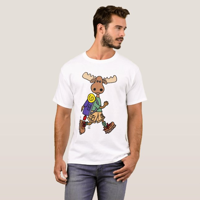 Camiseta Caricatura de Hiker de Moose (Frente Completa)