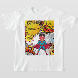 Camiseta Caricatura de super-heróis vermelho e amarelo vibr