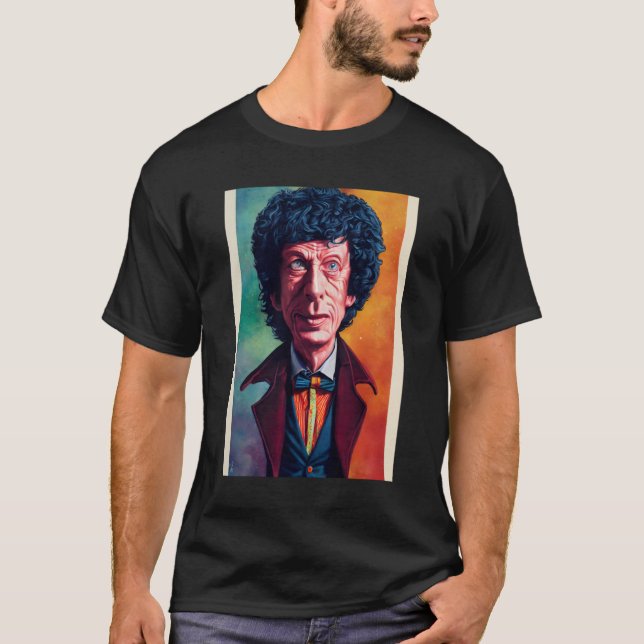 Camiseta Caricatura De Tom Baker Como Dr. Quem Por Jason Se (Frente)