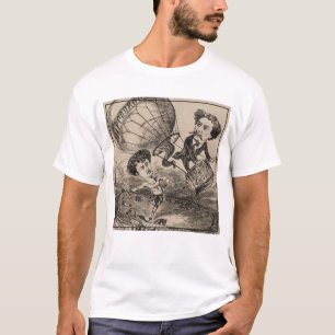 Camiseta Caricatura Francesa De Balonista No Balão De Ar Qu