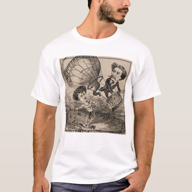 Camiseta Caricatura Francesa De Balonista No Balão De Ar Qu (Frente)