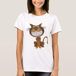 Camiseta Caricatura Grande Marrom Caricatura Gato Denturas 