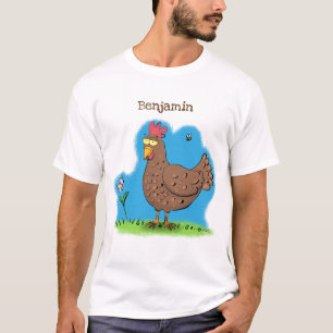 Camiseta Caricatura rústica de frango engraçada