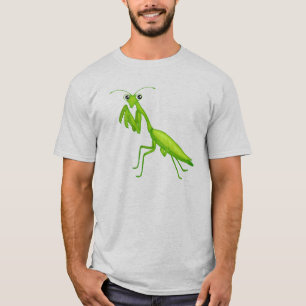 Camiseta Caricatura Verde Rezando Mantis Unisex Adulto Roup
