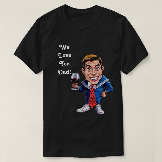 Camiseta Caricaturas personalizadas "nós amamos você pai" (Frente do Design)