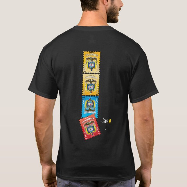 Camiseta Carimbo da colômbia com casaco de armas colombiana (Verso)