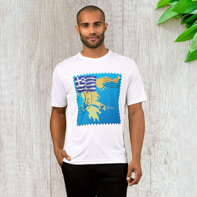 Camiseta Carimbo da Grécia de Atenas Bandeira e Mapa grego (Criador carregado)