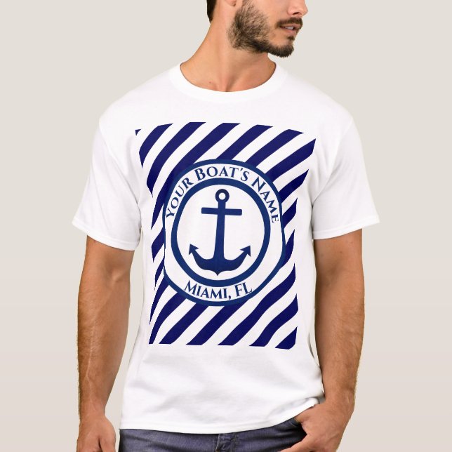 Camiseta Carimbo de Âncora e faixas Diagonais Personalizada (Frente)