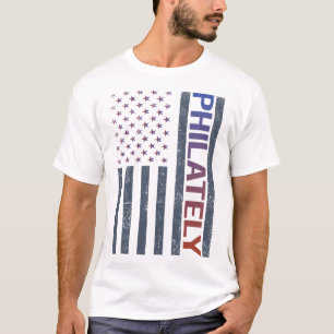 Camiseta Carimbo de Carimbo da bandeira americana Philated