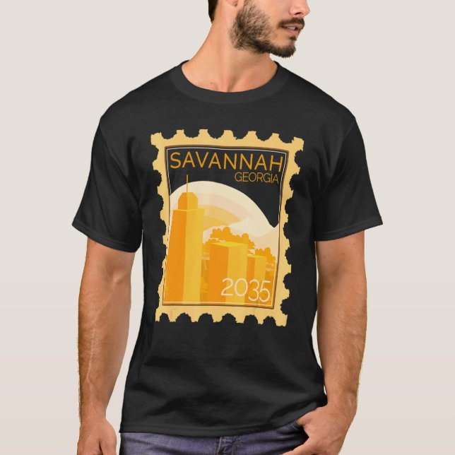 Camiseta Carimbo De Cartaz Com Pôr Do Sol Em Savana (Frente)