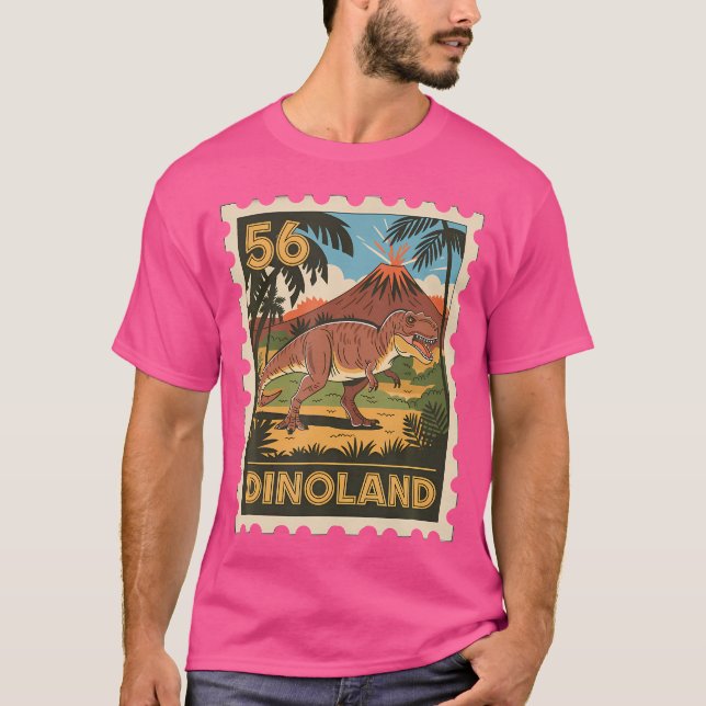 Camiseta Carimbo De Design Do Dinossauro Com T-Re (Frente)