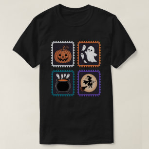 Camiseta Carimbo de Halloween Design - Abóbora, Fantasma