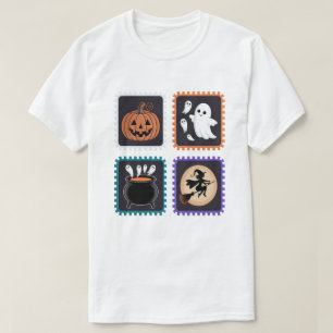 Camiseta Carimbo de Halloween Design - Abóbora, Fantasma