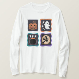 Camiseta Carimbo de Halloween Design - Abóbora, Fantasma