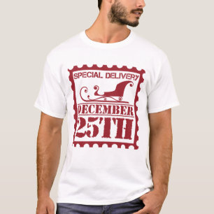 Camiseta Carimbo de Natal Entrega Especial 25 de dezembro